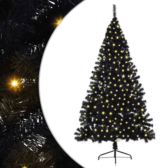 Pom de Crăciun artificial pre-iluminat Negru 180 cm PVC - WALTI WALTI