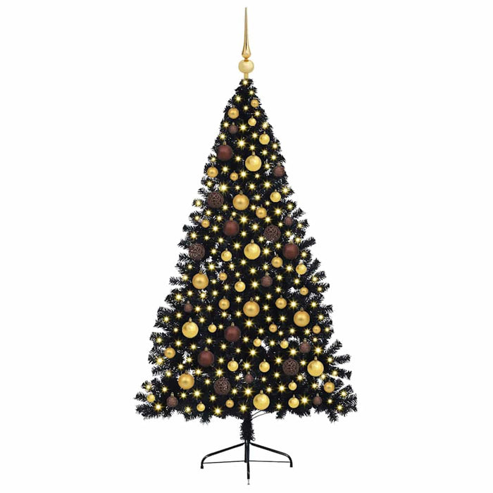 Pom de Crăciun artificial pre-iluminat Negru 180 cm PVC WALTI