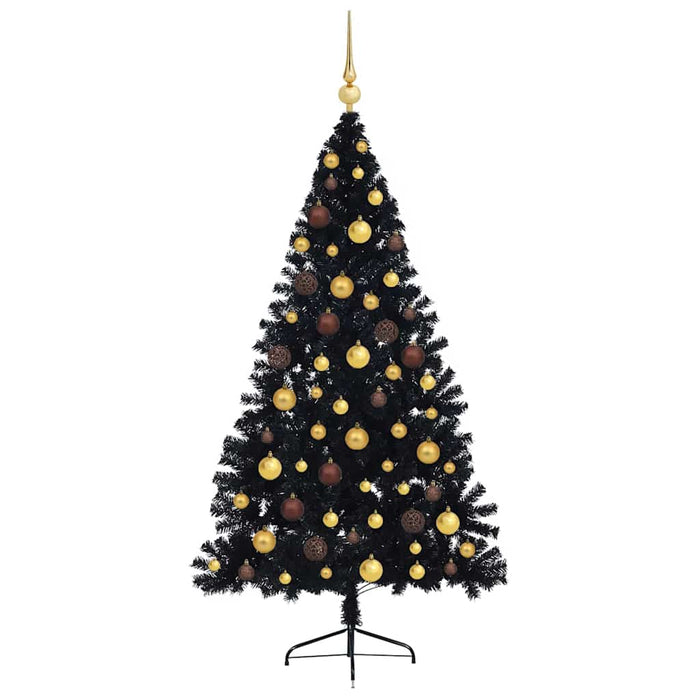 Pom de Crăciun artificial pre-iluminat Negru 180 cm PVC WALTI
