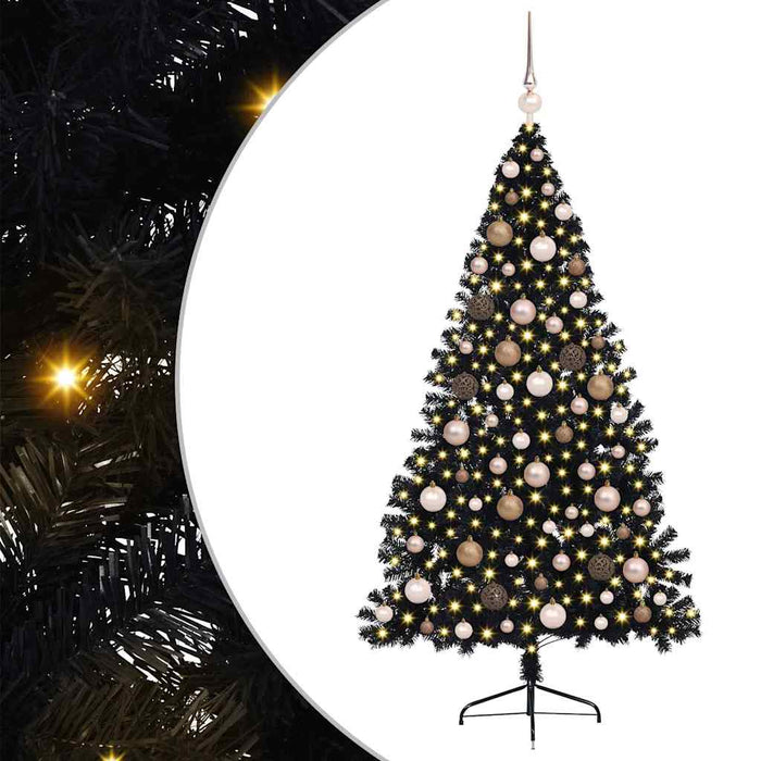 Pom de Crăciun artificial pre-iluminat Negru 180 cm PVC WALTI