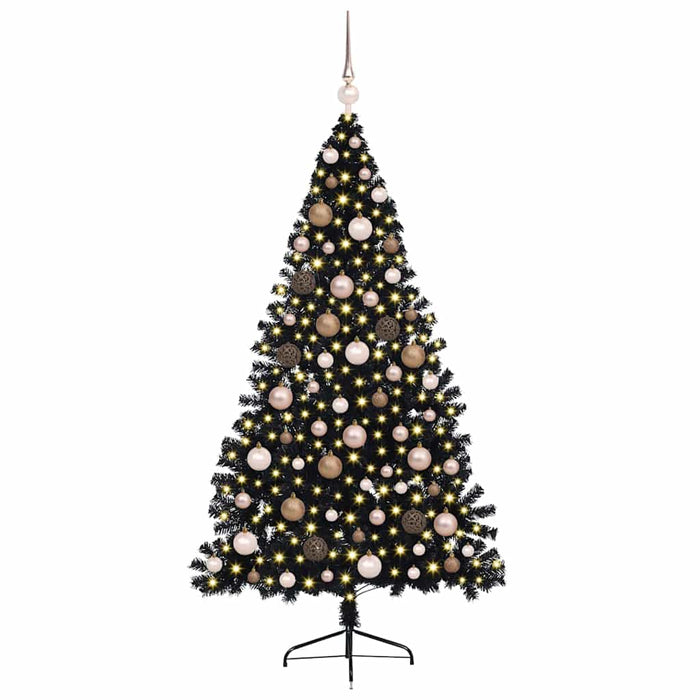 Pom de Crăciun artificial pre-iluminat Negru 180 cm PVC WALTI