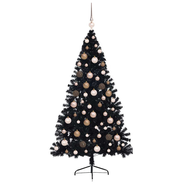 Pom de Crăciun artificial pre-iluminat Negru 180 cm PVC WALTI