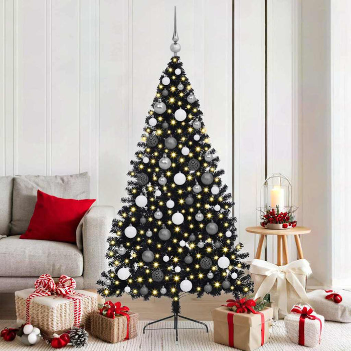 Pom de Crăciun artificial pre-iluminat Negru 180 cm PVC - WALTI WALTI