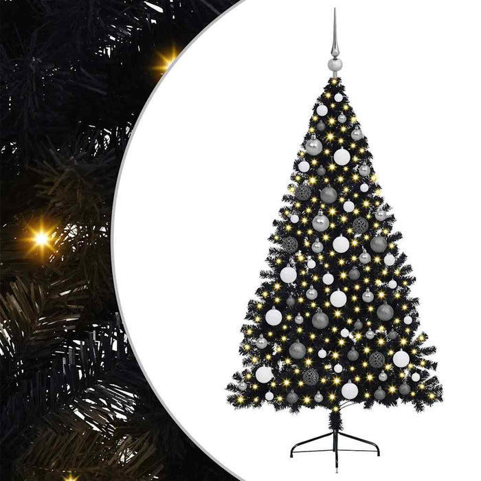 Pom de Crăciun artificial pre-iluminat Negru 180 cm PVC - WALTI WALTI