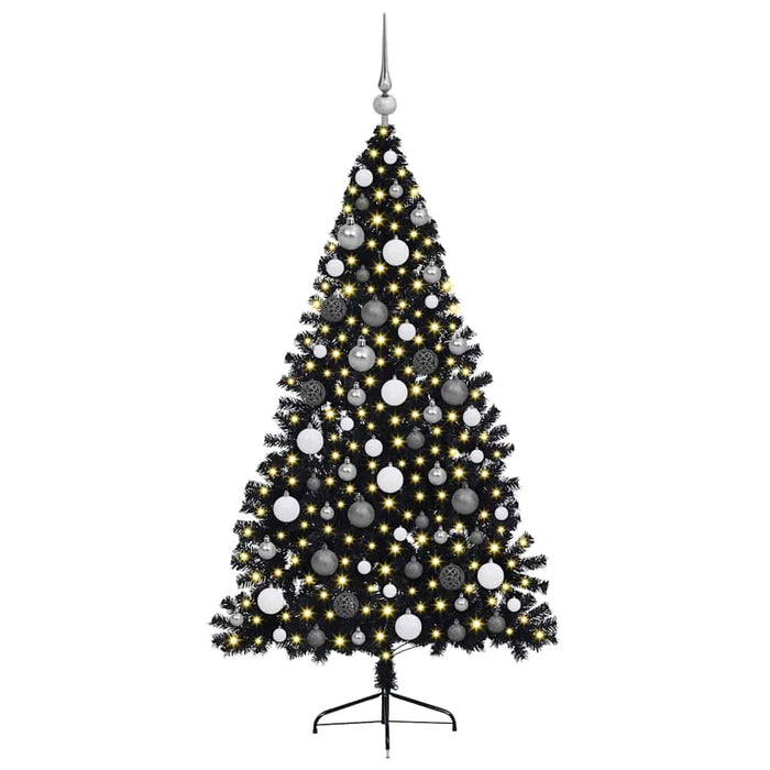 Pom de Crăciun artificial pre-iluminat Negru 180 cm PVC - WALTI WALTI