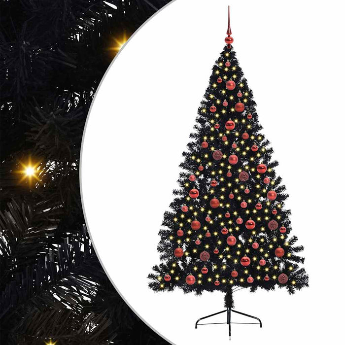 Pom de Crăciun artificial pre-iluminat Negru 180 cm PVC - WALTI WALTI