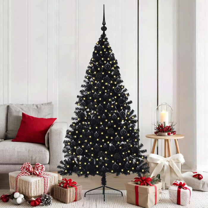 Pom de Crăciun artificial pre-iluminat Negru 180 cm PVC - WALTI WALTI