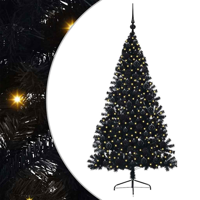 Pom de Crăciun artificial pre-iluminat Negru 180 cm PVC - WALTI WALTI