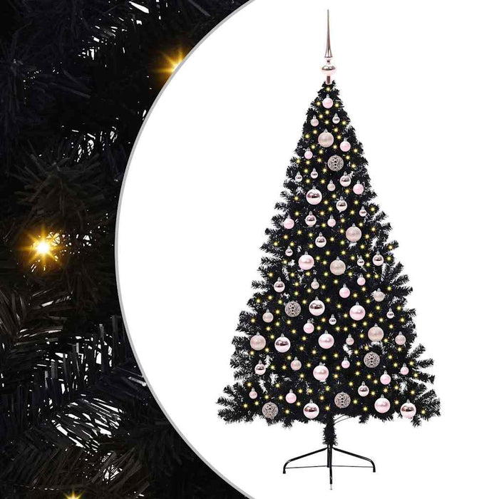 Pom de Crăciun artificial pre-iluminat Negru 180 cm PVC - WALTI WALTI