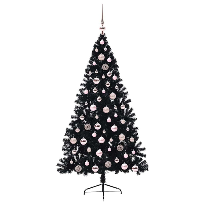 Pom de Crăciun artificial pre-iluminat Negru 180 cm PVC - WALTI WALTI