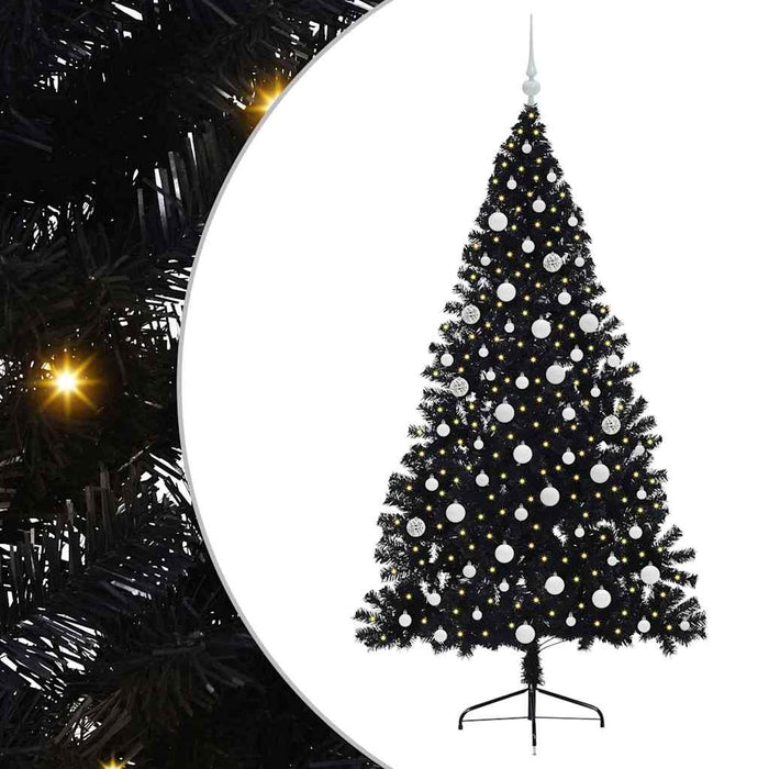 Pom de Crăciun artificial pre-iluminat Negru 180 cm PVC - WALTI WALTI