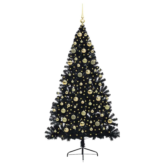 Pom de Crăciun artificial pre-iluminat Negru 180 cm PVC WALTI