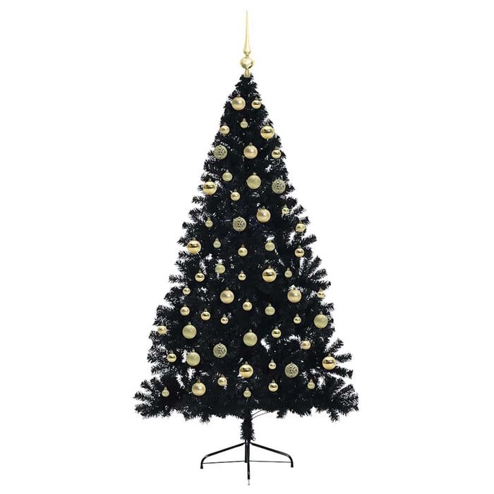 Pom de Crăciun artificial pre-iluminat Negru 180 cm PVC WALTI