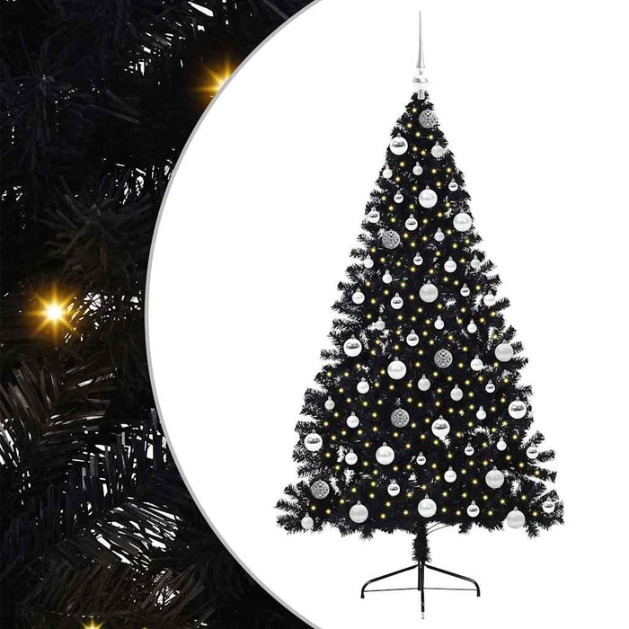 Pom de Crăciun artificial pre-iluminat Negru 180 cm PVC - WALTI WALTI