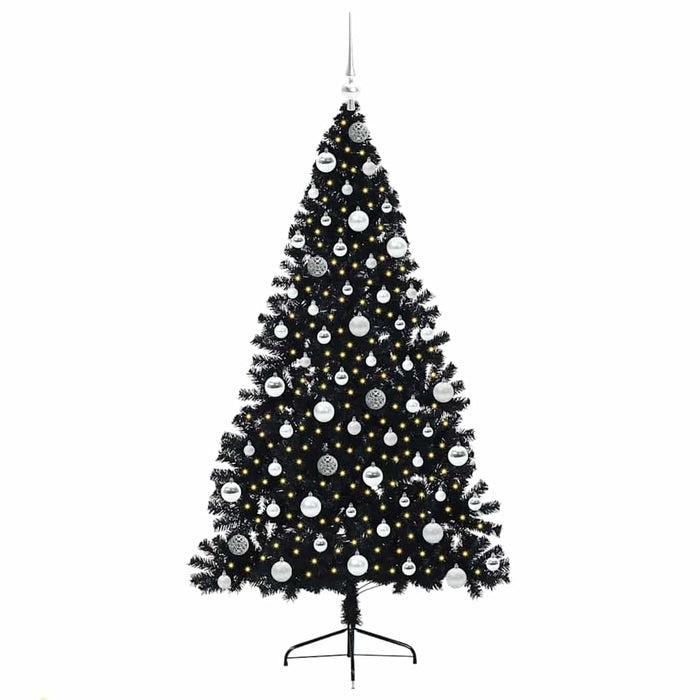Pom de Crăciun artificial pre-iluminat Negru 180 cm PVC - WALTI WALTI