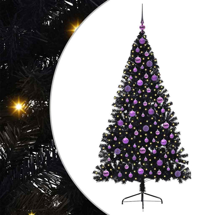 Pom de Crăciun artificial pre-iluminat Negru 180 cm PVC - WALTI WALTI