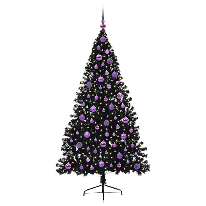 Pom de Crăciun artificial pre-iluminat Negru 180 cm PVC - WALTI WALTI