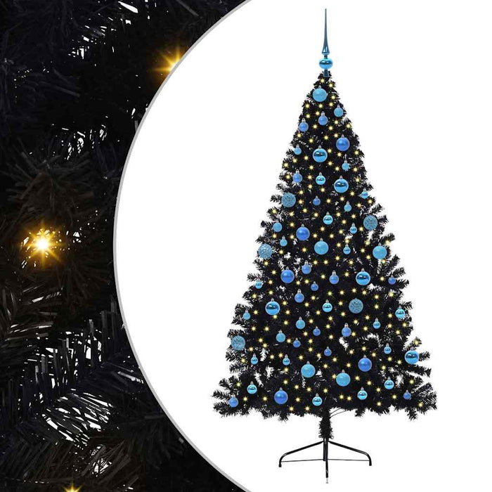 Pom de Crăciun artificial pre-iluminat Negru 180 cm PVC - WALTI WALTI