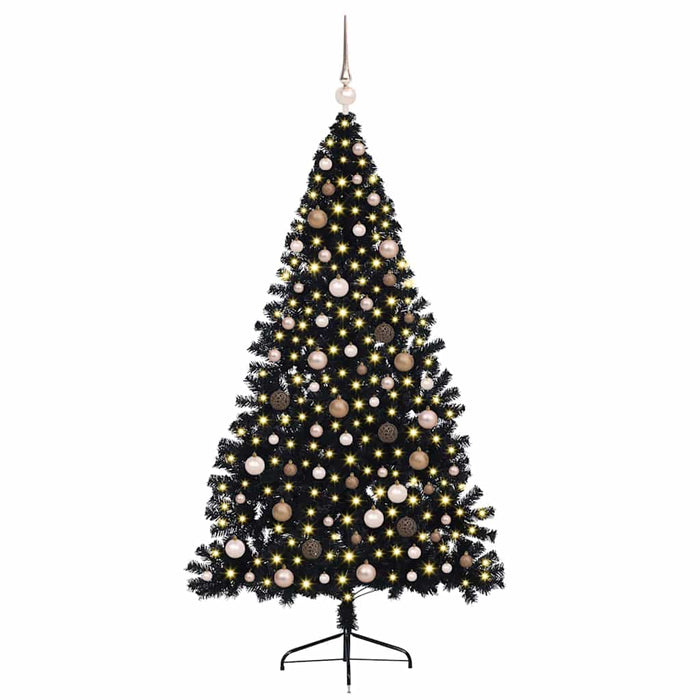 Pom de Crăciun artificial pre-iluminat Negru 210 cm PVC WALTI