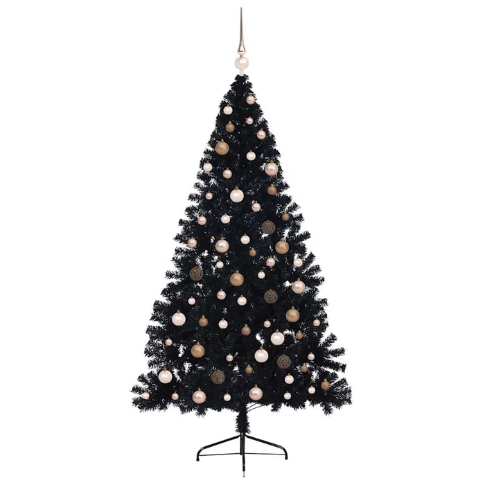 Pom de Crăciun artificial pre-iluminat Negru 210 cm PVC WALTI
