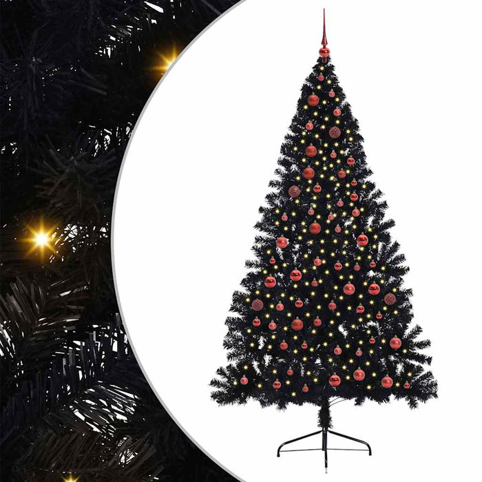 Pom de Crăciun artificial pre-iluminat Negru 210 cm PVC WALTI