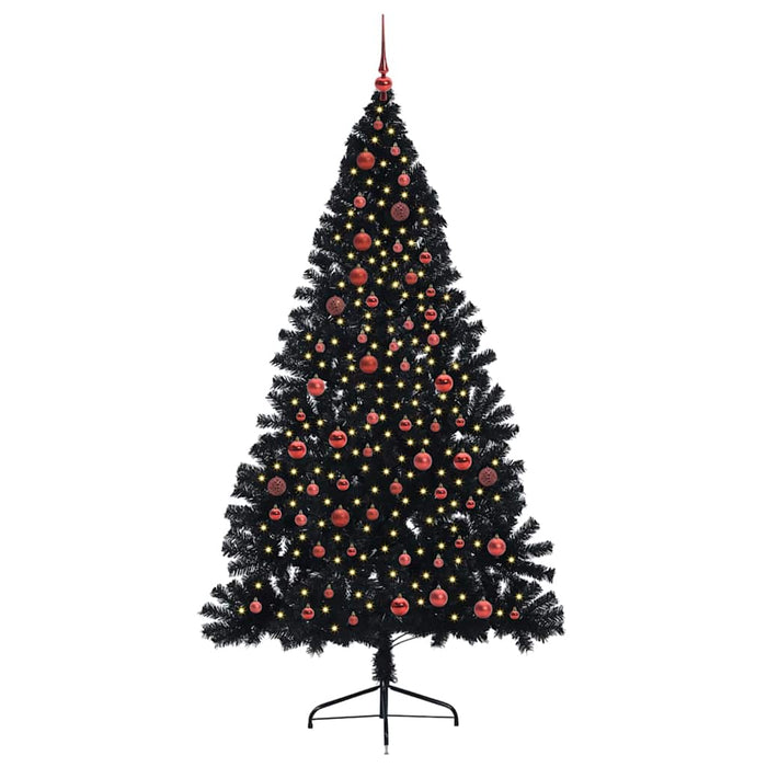 Pom de Crăciun artificial pre-iluminat Negru 210 cm PVC WALTI