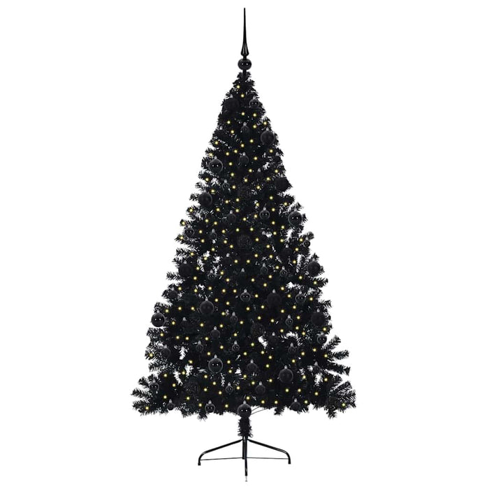 Pom de Crăciun artificial pre-iluminat Negru 210 cm PVC WALTI