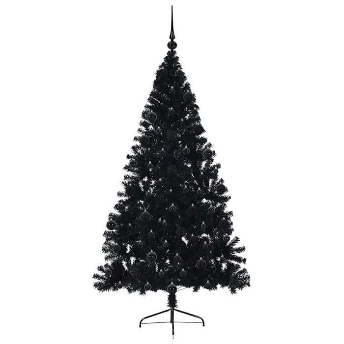 Pom de Crăciun artificial pre-iluminat Negru 210 cm PVC WALTI
