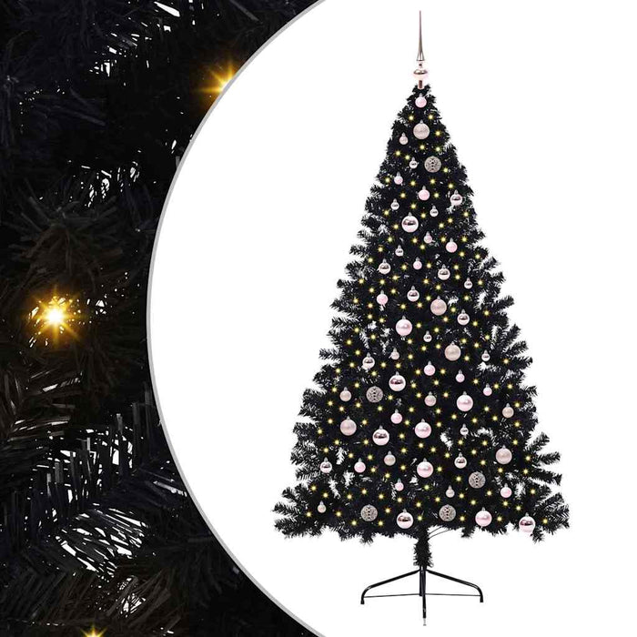 Pom de Crăciun artificial pre-iluminat Negru 210 cm PVC WALTI