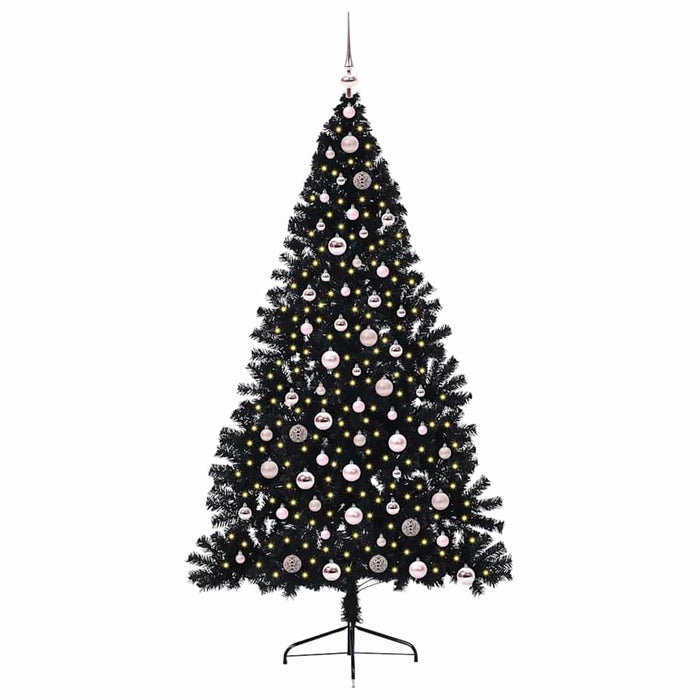 Pom de Crăciun artificial pre-iluminat Negru 210 cm PVC WALTI