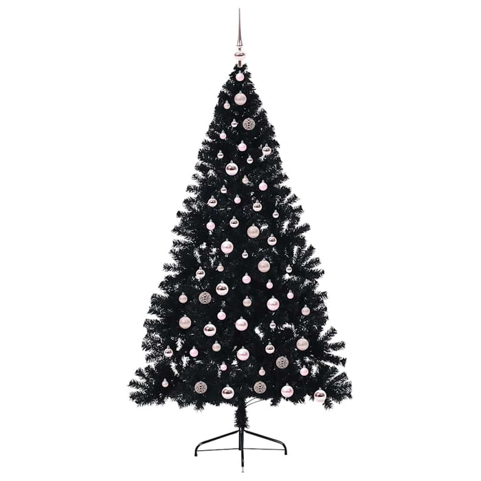 Pom de Crăciun artificial pre-iluminat Negru 210 cm PVC WALTI