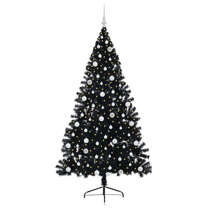 Pom de Crăciun artificial pre-iluminat Negru 210 cm PVC WALTI
