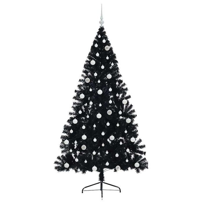 Pom de Crăciun artificial pre-iluminat Negru 210 cm PVC WALTI