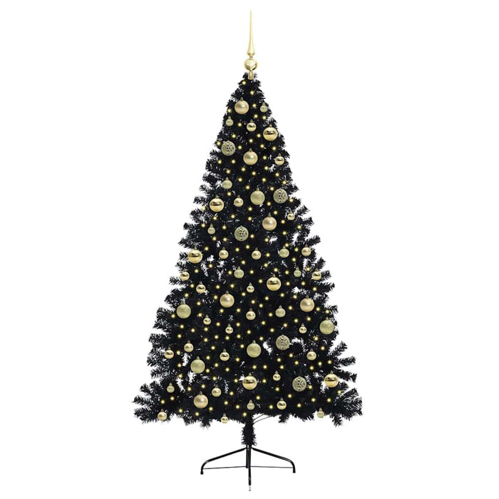 Pom de Crăciun artificial pre-iluminat Negru 210 cm PVC WALTI