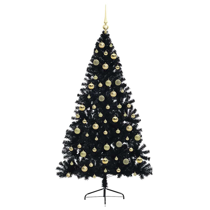 Pom de Crăciun artificial pre-iluminat Negru 210 cm PVC WALTI