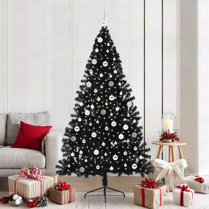 Pom de Crăciun artificial pre-iluminat Negru 210 cm PVC WALTI