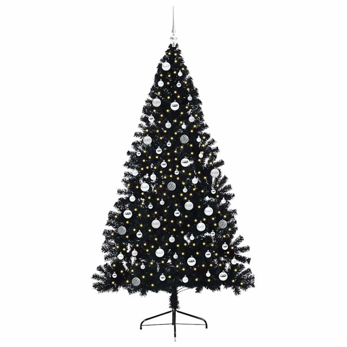 Pom de Crăciun artificial pre-iluminat Negru 210 cm PVC WALTI