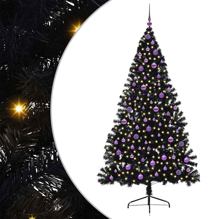 Pom de Crăciun artificial pre-iluminat Negru 210 cm PVC WALTI
