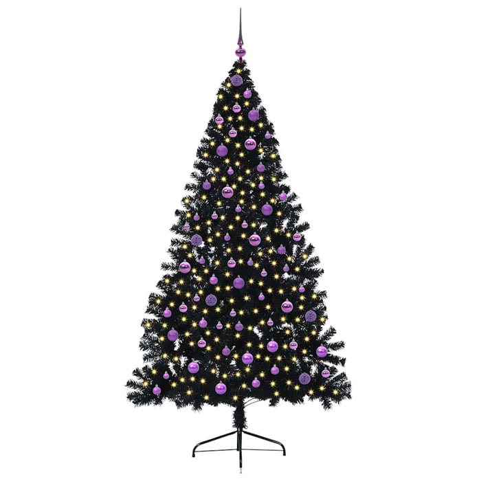 Pom de Crăciun artificial pre-iluminat Negru 210 cm PVC WALTI
