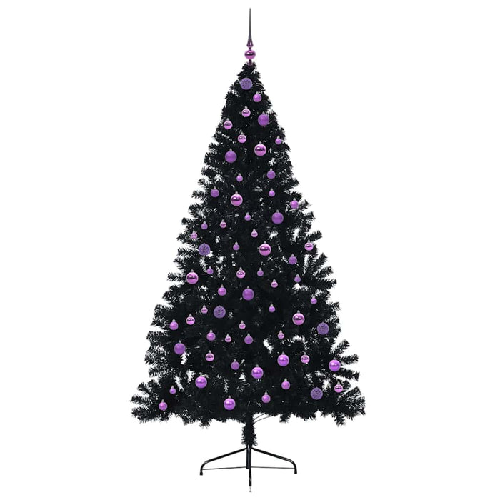 Pom de Crăciun artificial pre-iluminat Negru 210 cm PVC WALTI