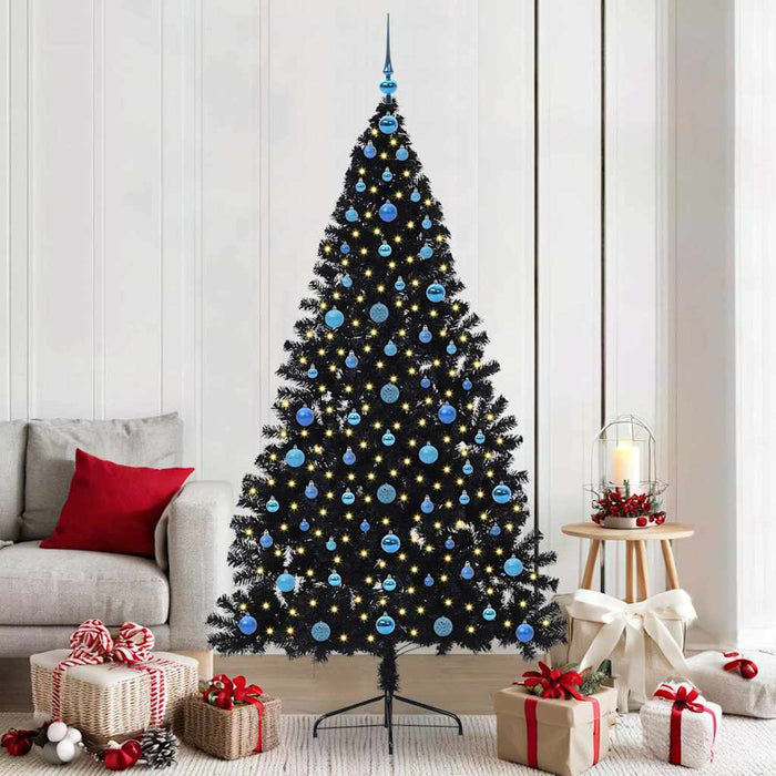 Pom de Crăciun artificial pre-iluminat Negru 210 cm PVC WALTI