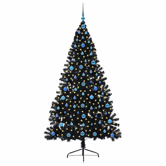 Pom de Crăciun artificial pre-iluminat Negru 210 cm PVC WALTI