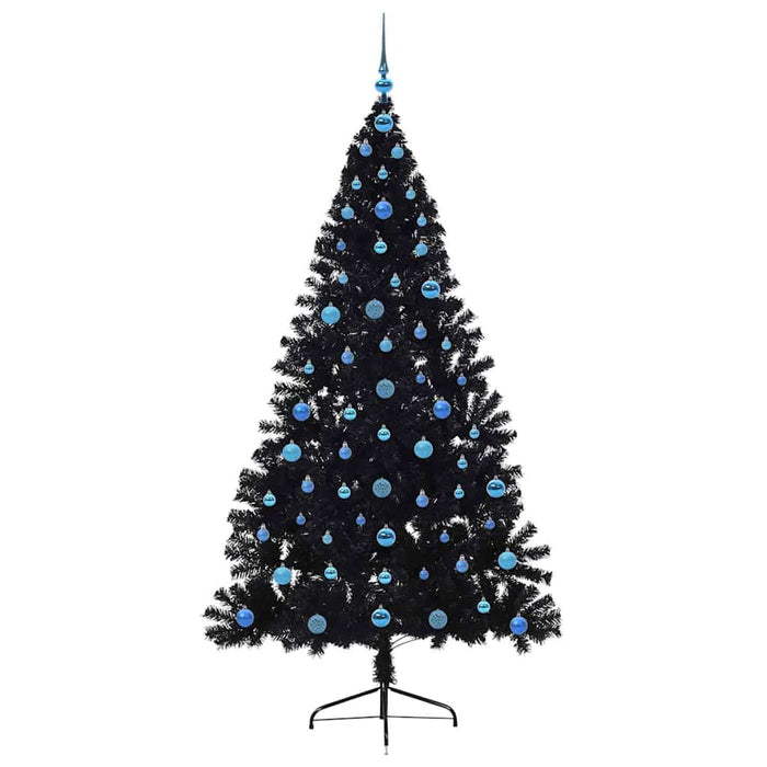 Pom de Crăciun artificial pre-iluminat Negru 210 cm PVC WALTI