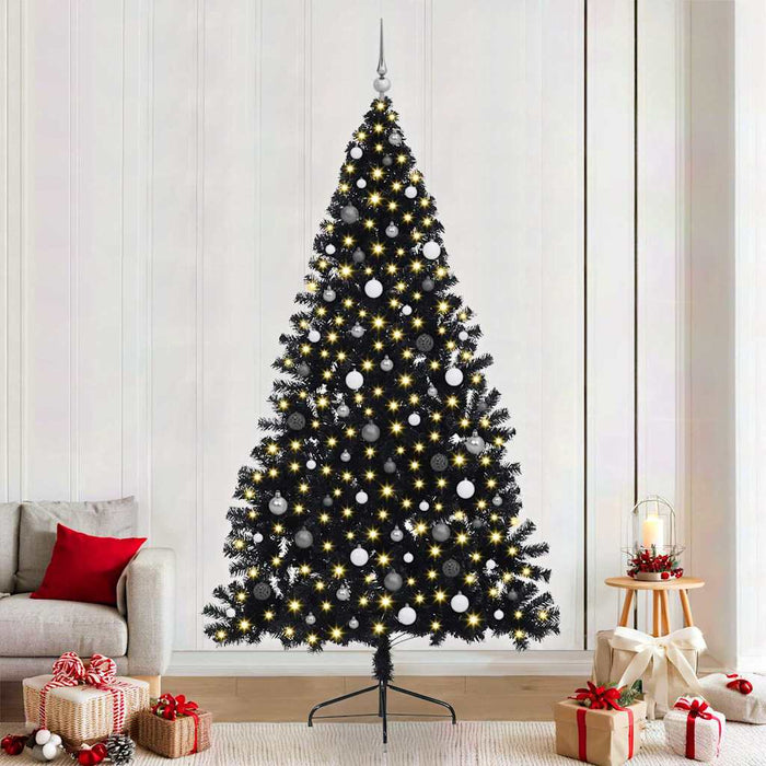 Brad de Crăciun cu lumini decorative cu coarde Negru 240 cm PVC - WALTI WALTI
