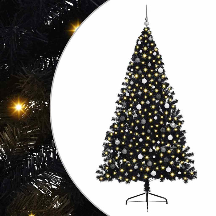 Brad de Crăciun cu lumini decorative cu coarde Negru 240 cm PVC - WALTI WALTI