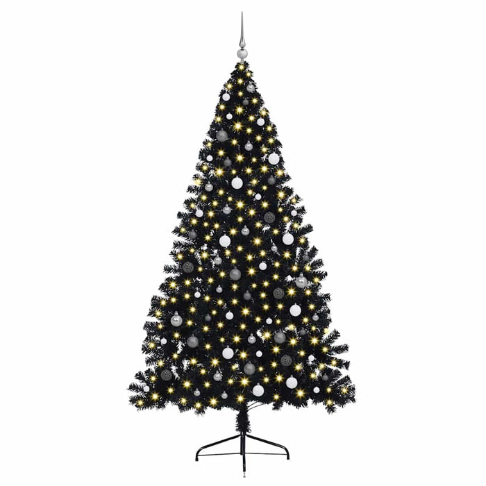 Brad de Crăciun cu lumini decorative cu coarde Negru 240 cm PVC - WALTI WALTI