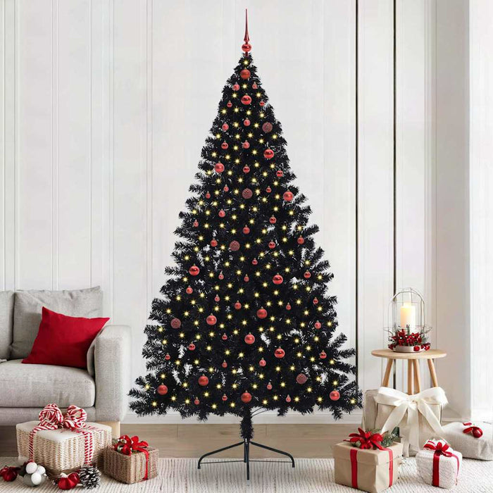 Pom de Crăciun artificial pre-iluminat Negru 240 cm PVC WALTI