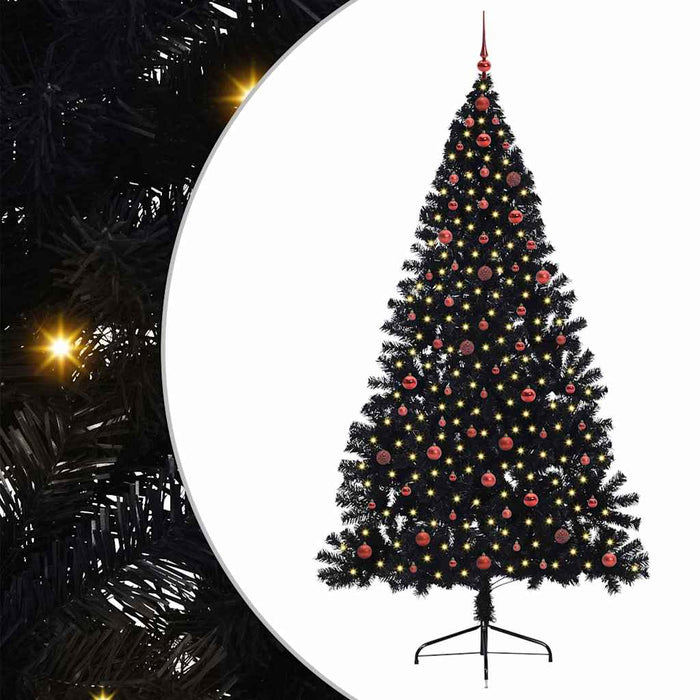 Pom de Crăciun artificial pre-iluminat Negru 240 cm PVC WALTI