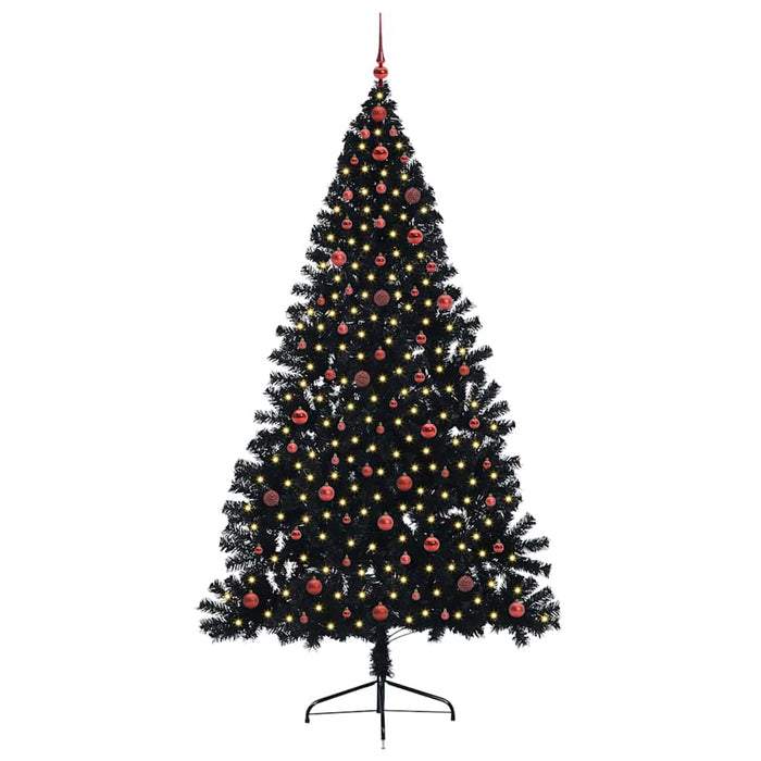 Pom de Crăciun artificial pre-iluminat Negru 240 cm PVC WALTI