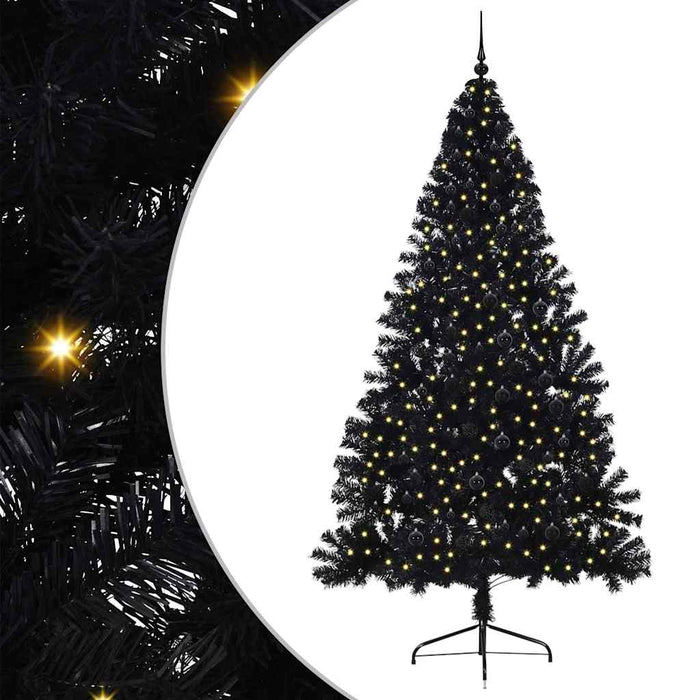 Pom de Crăciun artificial pre-iluminat Negru 240 cm PVC WALTI